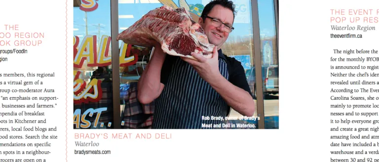 A screenshot of an article in Grand Magazine, about Rob Brady and Brady's Meat & Deli