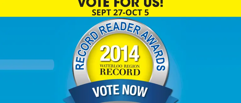 A "The Record Reader Awards 2014" logo, with the text "Vote for us" above it