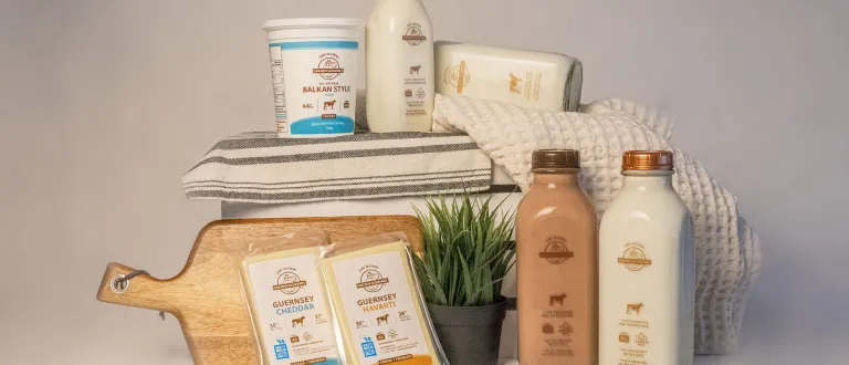 A selection of milks, yogurts, and cheeses from Eby Manor.